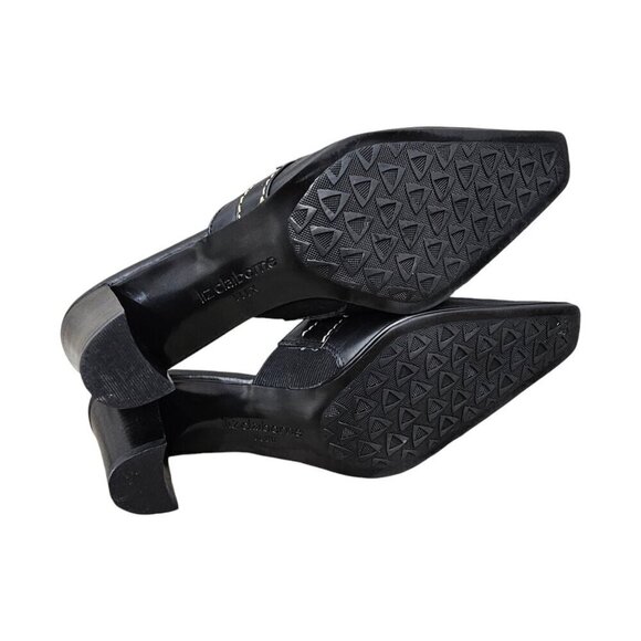 Liz Claiborne Flex Black Leather Buckle Slide Dressy Heel Mules Shoes - Picture 10 of 11